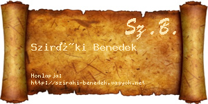 Sziráki Benedek névjegykártya